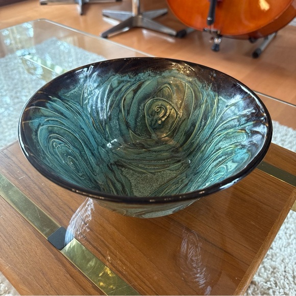 Louis Brud Handcrafted Pottery Bowl Art Pottery Vintage Blue - Picture 13 of 13